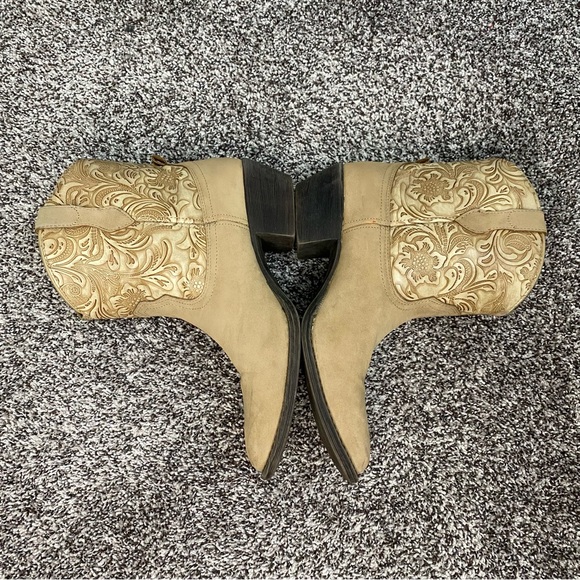 Dingo Valerie Paisley Tan Western Booties Floral Tooled Leather Women’s 9 - Picture 3 of 8